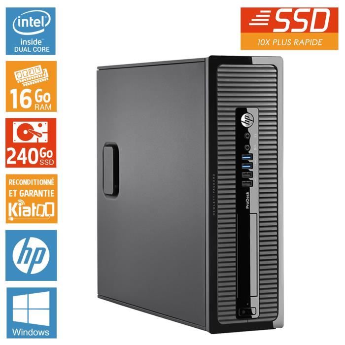 HP - ProDesk 400 G1 - Pentium Dual Core - RAM 16Go - Stockage 240Go SSD - Windows 8 - Reconditionné Reconditionné - Hewlett-Packard reconditionné disponible sur Cdiscount Seconde Vie