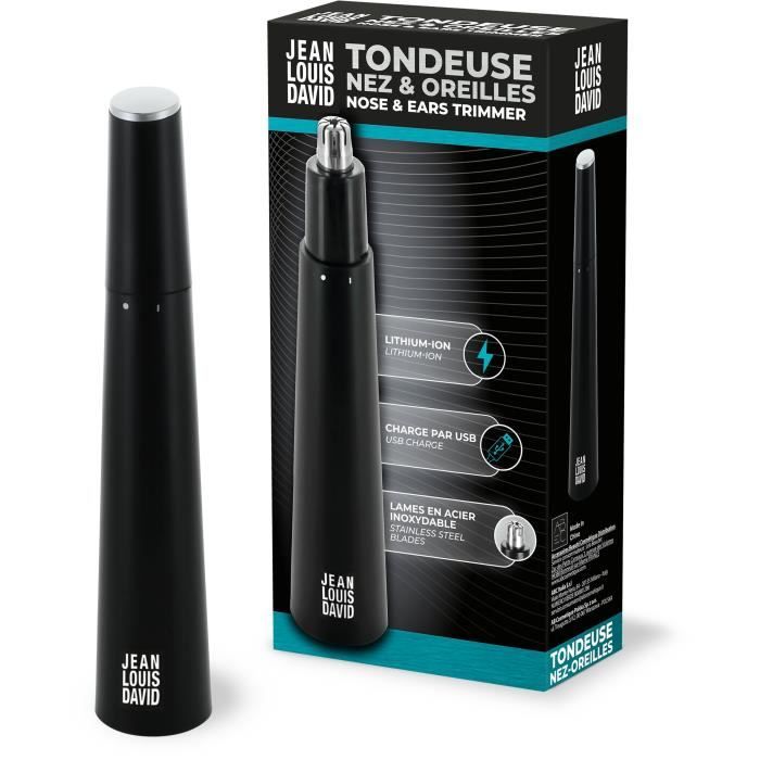 Tondeuse nez-oreilles - Jean Louis David - Lames en acier inoxydable - Batterie Lithium-Ion - Waterp