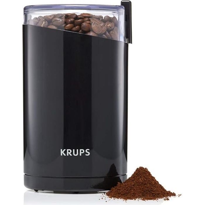 Krups F2034238 Moulin à Café électrique Fast Touch 200W Noir Puissance de 200W pour moudre rapidement sans échauffement,