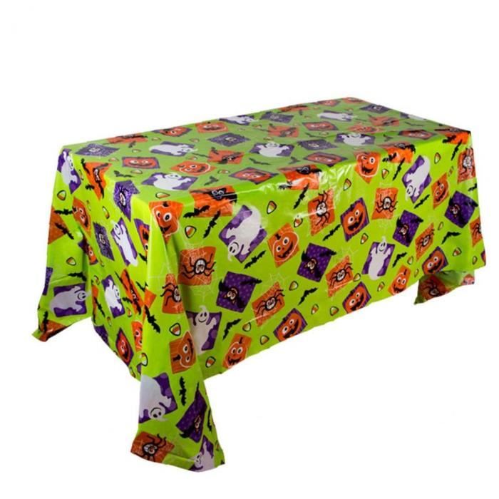Nappe Halloween Imperméable PE – 274 X 137 Cm, Motif Citrouille Squelette – Décoration Fête, Lavable, Réutilisable - 5