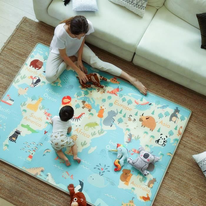 Lontek Tapis De Jeu Pour Enfants Facile A Nettoyer Tapis D Eveil Pour Bebes Coton Epais Doux Pour La Peau De Bebe Tapis Puzzle Cdiscount Jeux Jouets