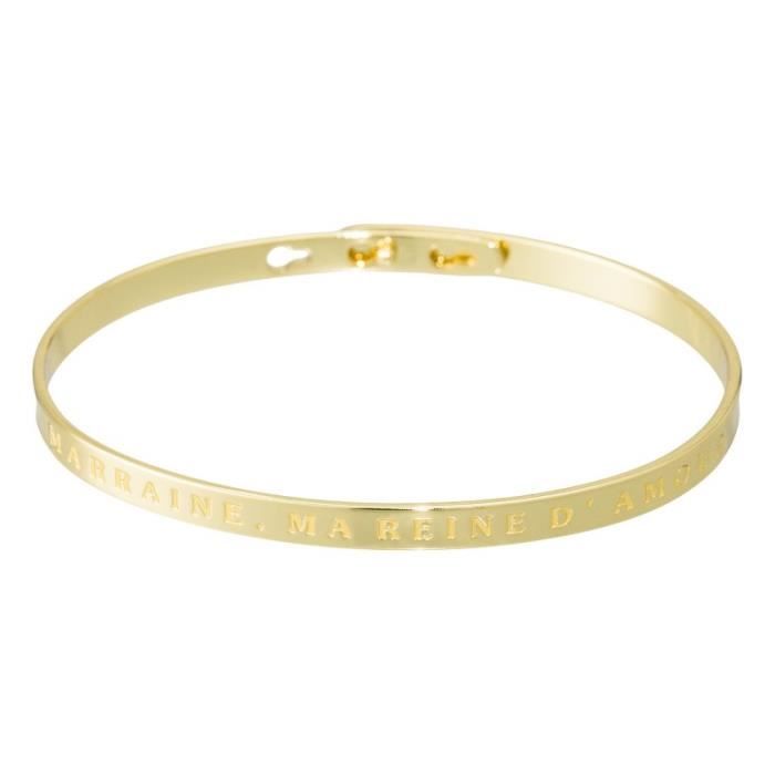 Bracelet Jonc En Laiton Doré Avec Nacre - Fermeture à Charnière, Occasion Bon état