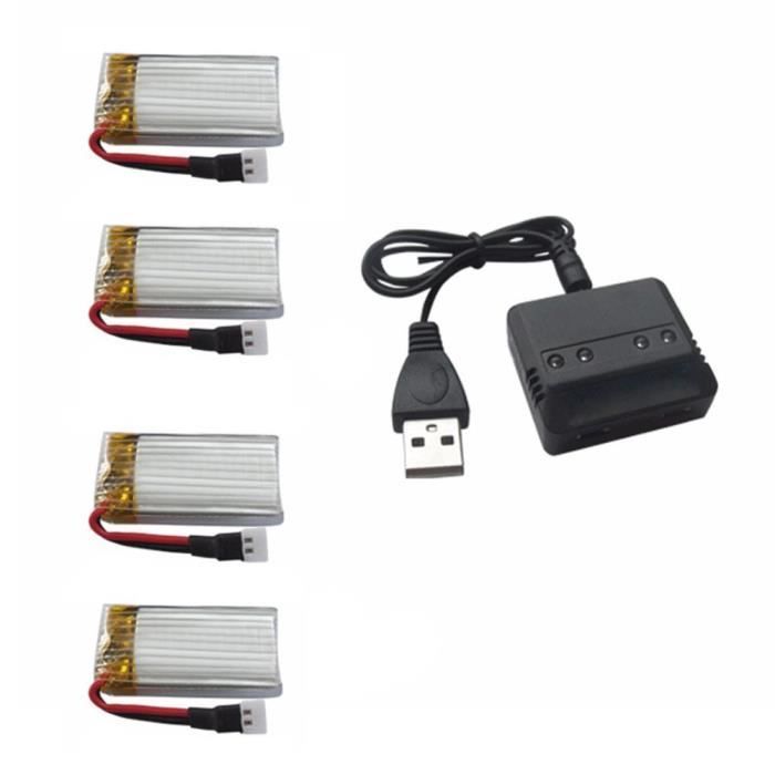 Fytoo Lot de 5 batteries Lipo 3,7 V 720 mAh et 1 chargeur 5 en 1