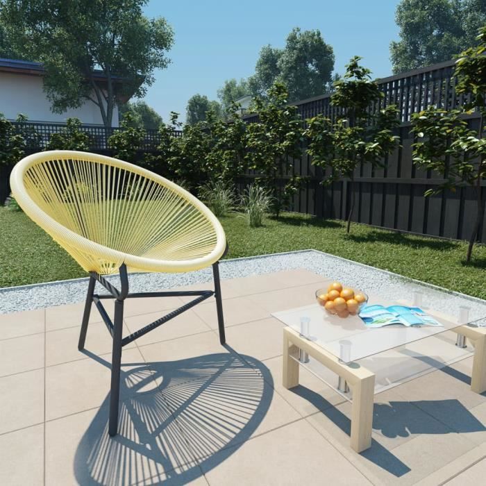 Chaise de jardin - MOTHINESSTO - Acapulco - Résine tressée - Beige - Dimensions 69x66x87 cm