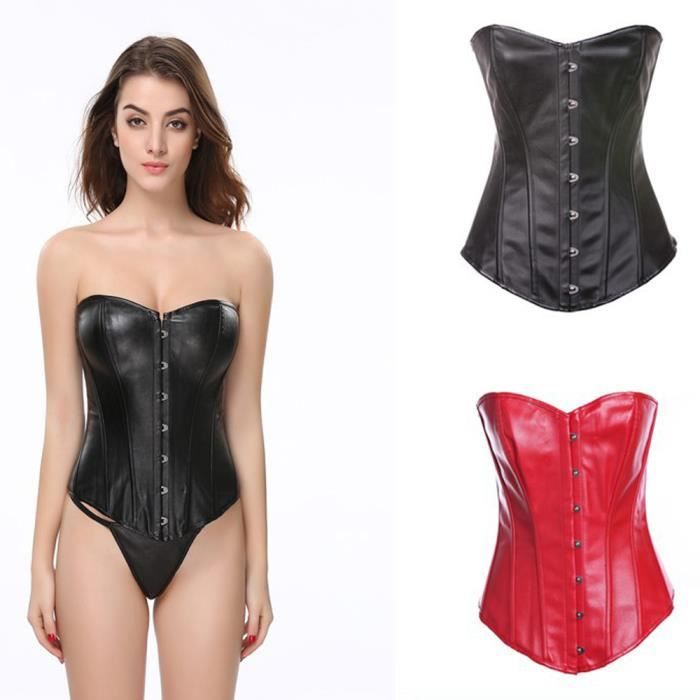 Corset Dentelle Overbust Gothique - Femmes - Grandes Tailles - Noir Noir - Prêt-à-Porter