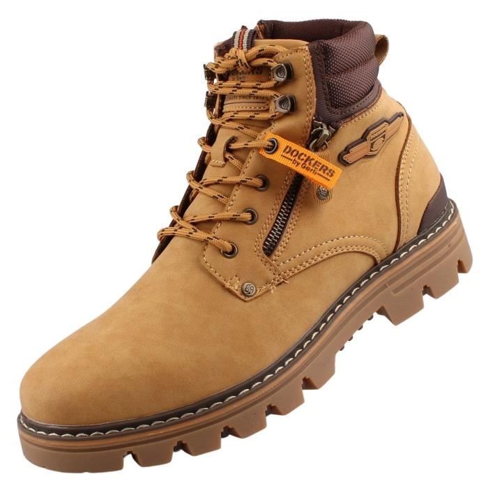 Bottines Homme Jaune - Dockers by Gerli 53HX003-630910 - Lacets - Synthétique - Moyenne