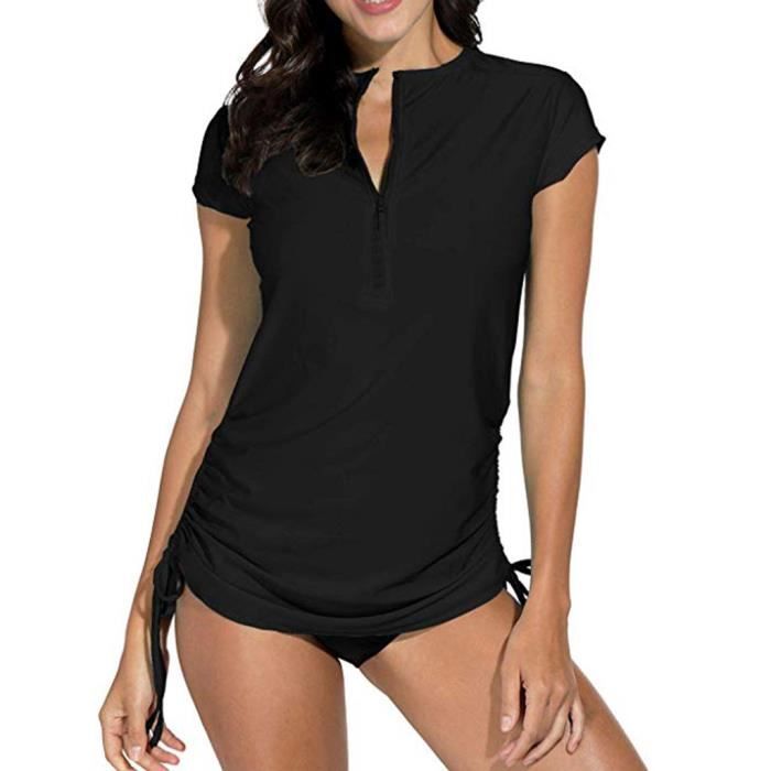 Halcurt Rash Guard T-shirt de bain à manches courtes pour femme Protection UV UPF 50 Grande taille 