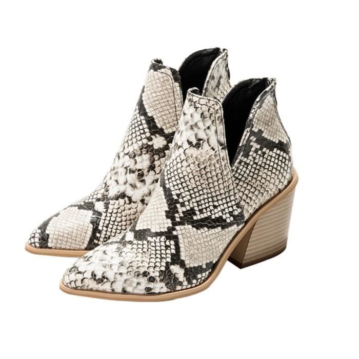 Bottines à la cheville pour femmes à mode épaississent les chaussures à talons pour l