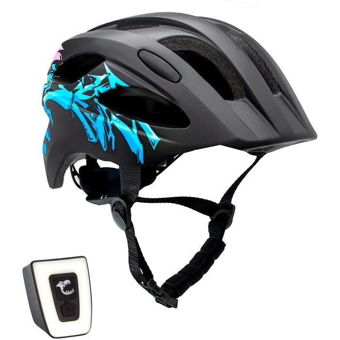 casque vélo enfant - marque - modèle - lampe usb - taille 54-58 - bandes réfléchissantes