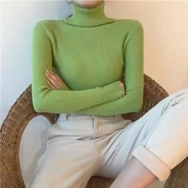 Pull Col Roulé Femme - Manches Longues, Coupe Slim, Polyester, Décontracté, Neuf Avec étiquettes