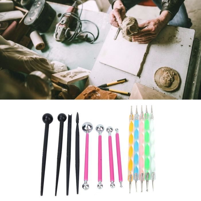 Joyzan 10 Pièces Outils De Sculpture En Cire D'argile, Double Extrémité Sculpter Poterie Argile Modelage Avec Sac De Transport Kit D'argile Acier Inoxydable Pour Détailler Sculpter Poterie Bricolage