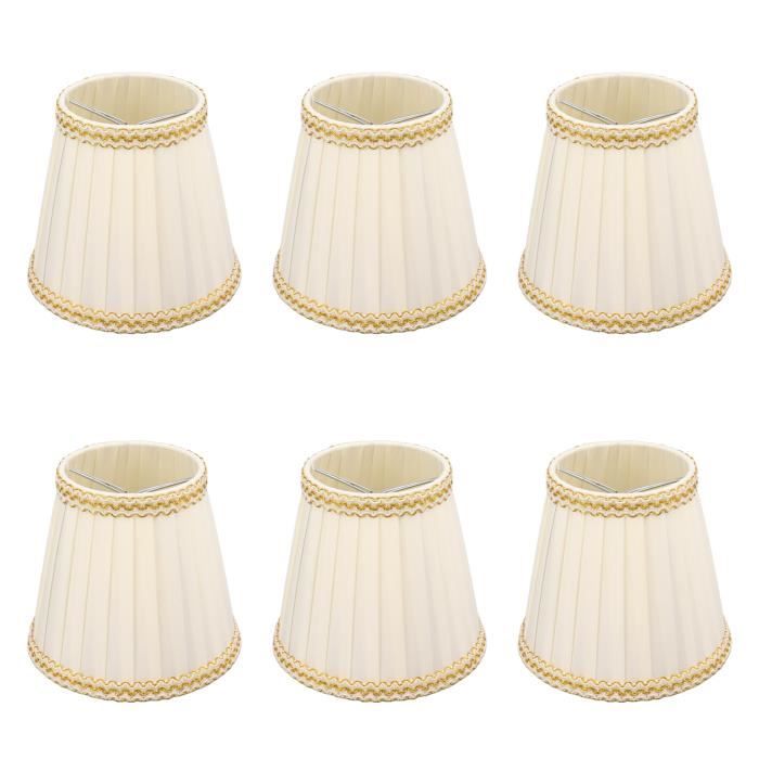 2 Abat-Jour à Clipser En Tissu - 9x13x14 Cm - Pour Ampoules E14 - Style Nordique - Déco Maison Blanche