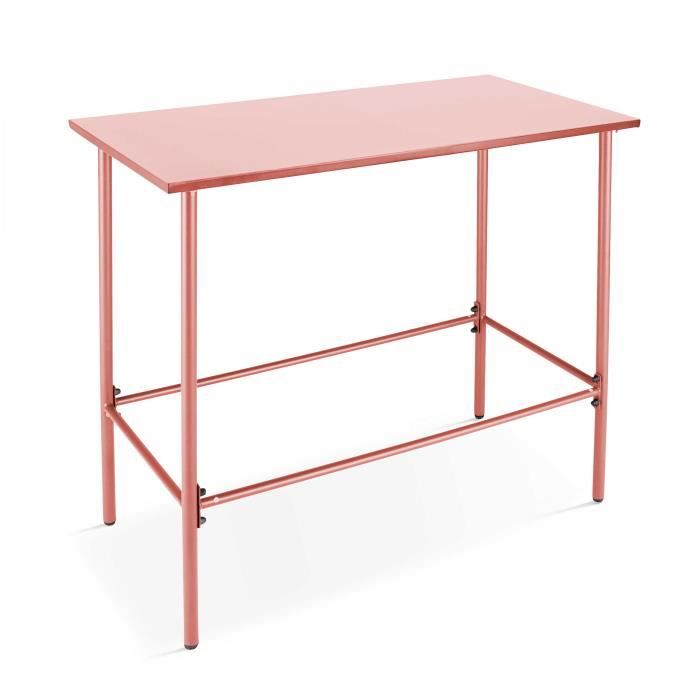 table haute - 120  x 60  x 105 cm - acier - oviala - rose