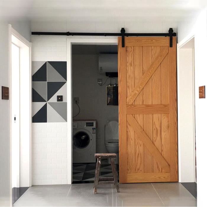 2m Kit Rail Porte Coulissante Suspendue Poulie Porte En Acier Pour Une Porte Suspendue En Bois Sliding Barn Door Flat Shaped