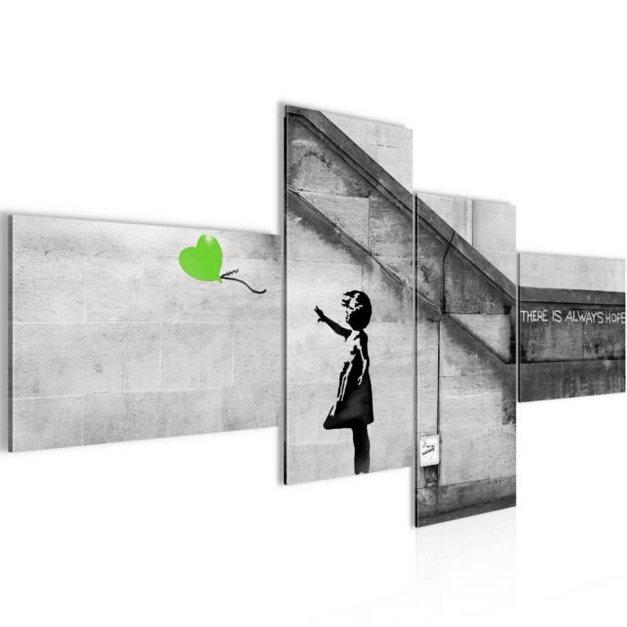Tableau Sur Toile Banksy 80x60 Cm - Impression Numérique, Prêt à Accrocher, Motif Vert