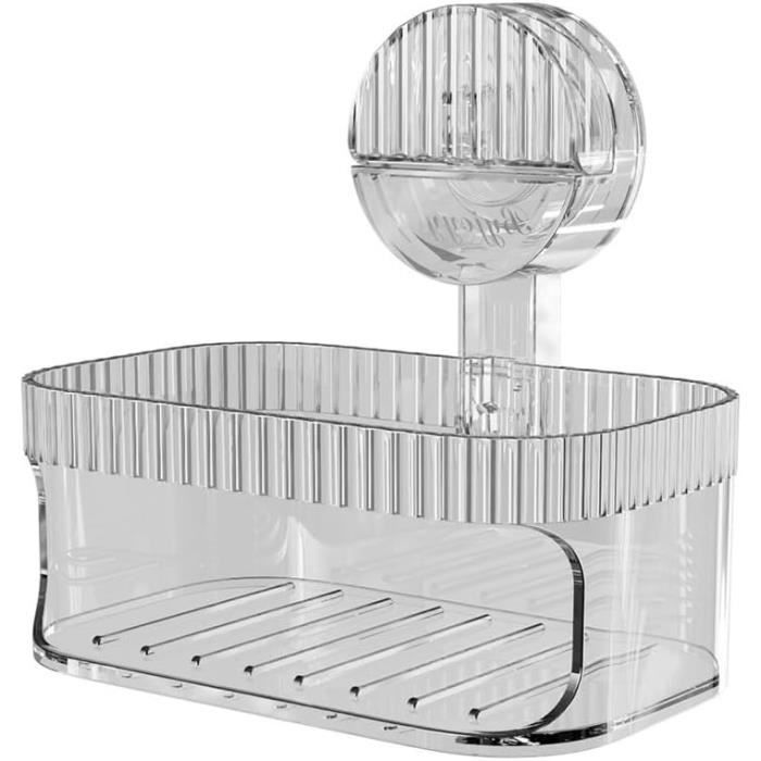 Porte-Savon Mural Avec Ventouse - Bac Récupération Eau, Gris - Pour Salle De Bain Ou Cuisine