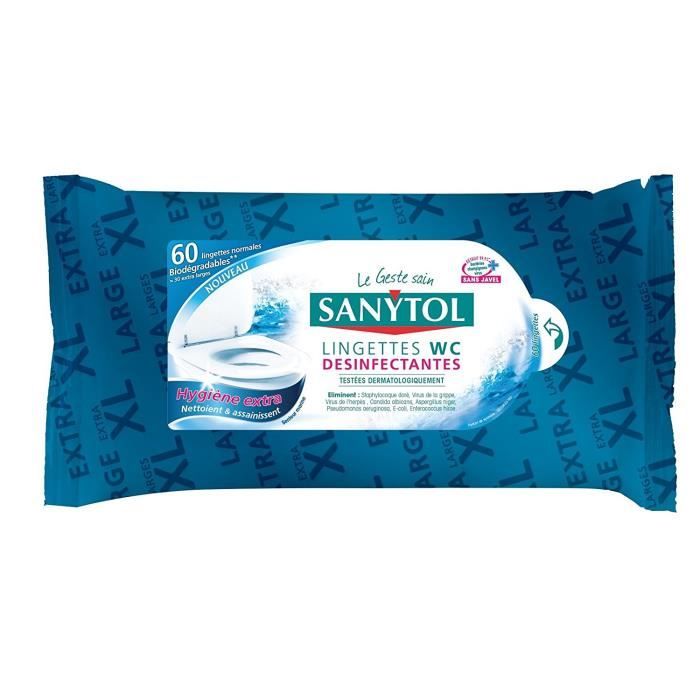 Sanytol 60 lingettes WC Désinfectantes - Lot de 2. - Cdiscount Au quotidien