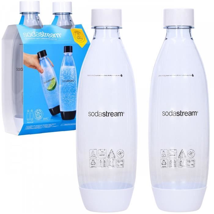 Set de deux bouteilles Sodastream Fuse 1L - transparent et blanc - compatible lave-vaisselle