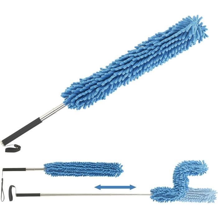 Plumeau Extensible Bleu Foncé Avec Manche Télescopique En Microfibre 40
