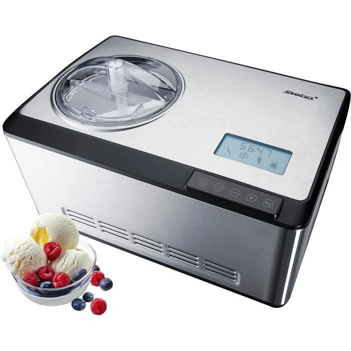 STEBA 055800 IC180 Sorbetière 2 L - 180 W - 3 programmes - Inox et noir