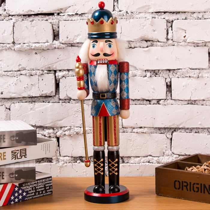 38 cm de hauteur en bois soldat casse-noisette sur son support casse-noisette soldat paillettes scintillant brillant casse-noisette cadeau de no/ël