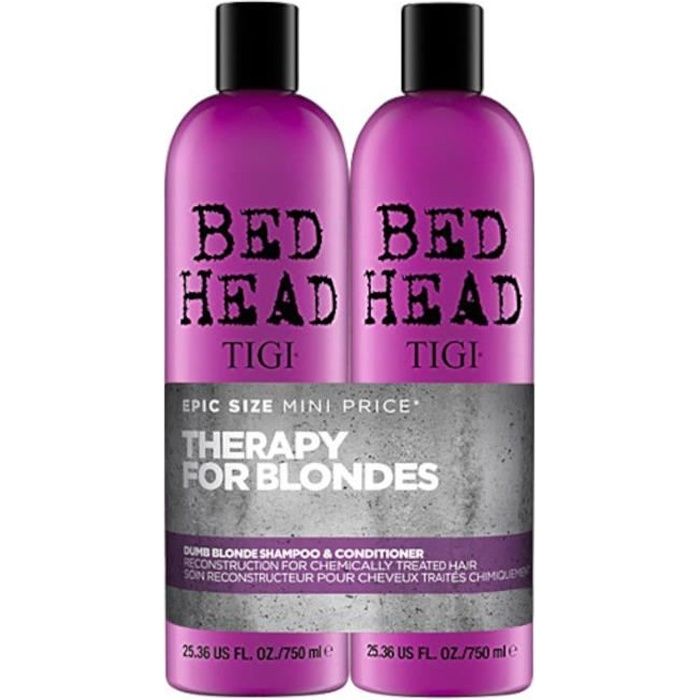 TIGI Shampoing avec après-shampoing Bed Head - Cheveux blondis ou ayant subi plusieurs colorations - 2 x 750 ml