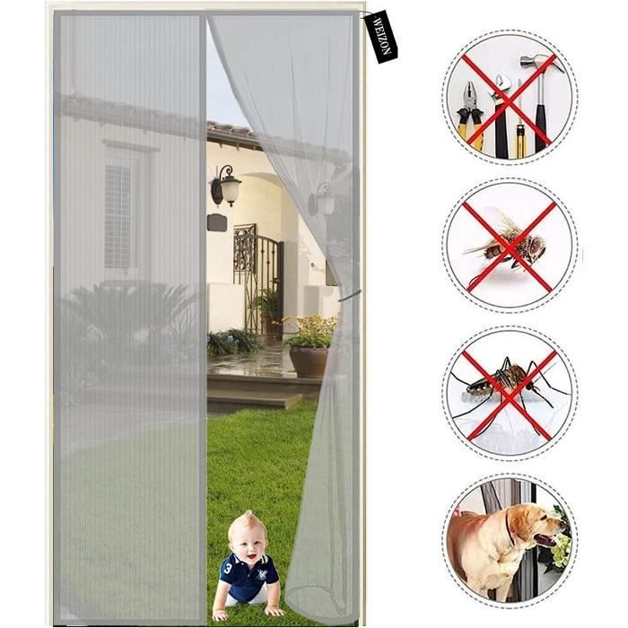 MagnéTique Moustiquaire Porte, 75x250cm Fermeture Automatique 1995 Tailles