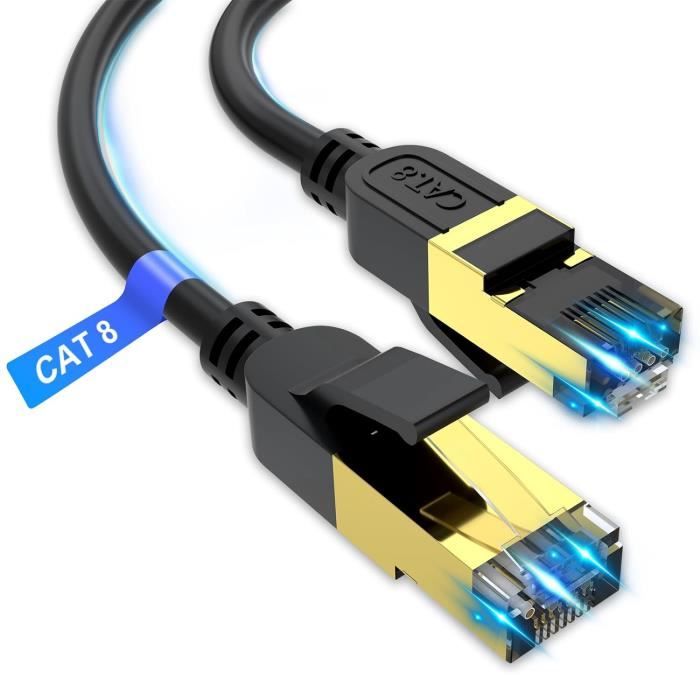 SinLoon Câble Ethernet RJ45 Cat8, Mâle Vers Mâle, Câble Rése