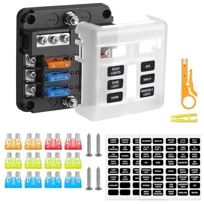 Fusible Voiture,Support de boîte à fusibles à lame à 6 voies,Bus à 6 circuits avec indicateur