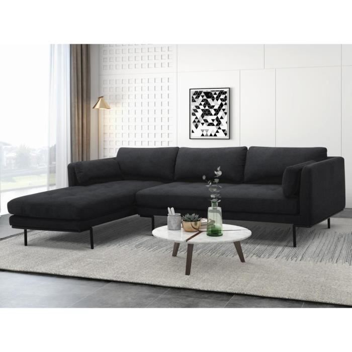 Canapé d'angle Noir Tissu Design Confort