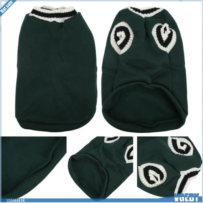 Meilleurs prix pour Pull pour chien style campus tricoté col en V - V GEBY - Vert - Pour l'automne et l'hiver