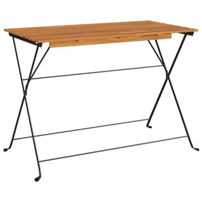 BIB Table de bistro pliante 100x54x71cm Bois acacia solide et acier ...