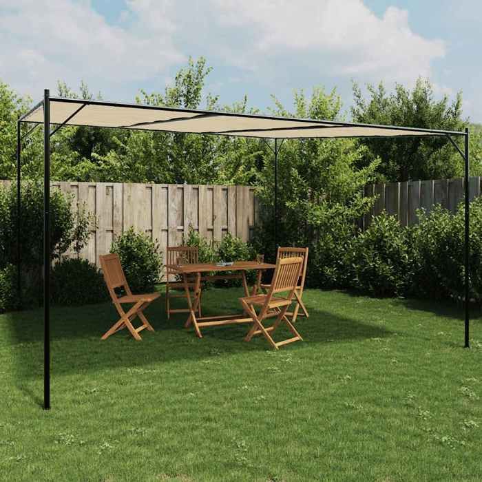 vidaXL Belvédère beige 4x4 m 180 g/m² tissu et acier 362466
