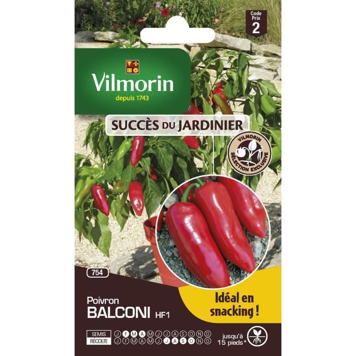 Assortiment de graines - VILMORIN - Poivron Balconi - Croquant et facile à cultiver