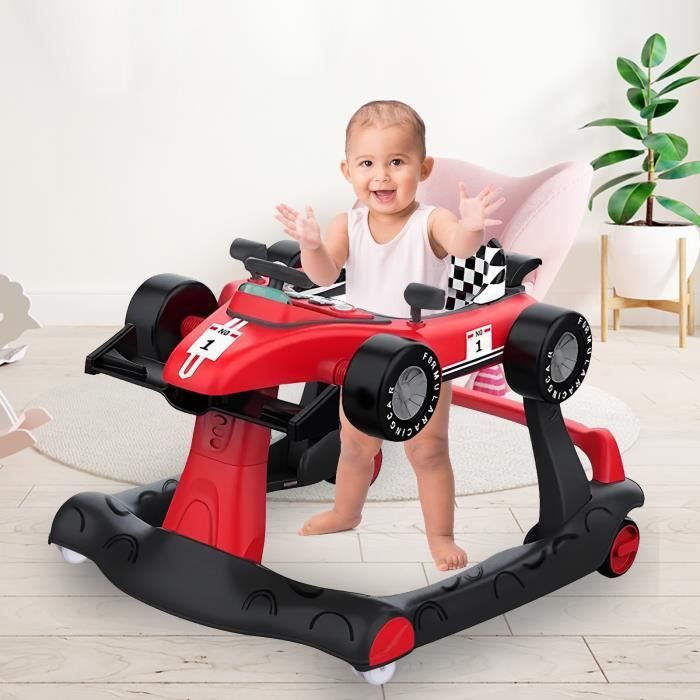 Trotteur Bébé évolutif Pliable – Aide à La Marche Avec Boîte à Musique Et Plateau Repas