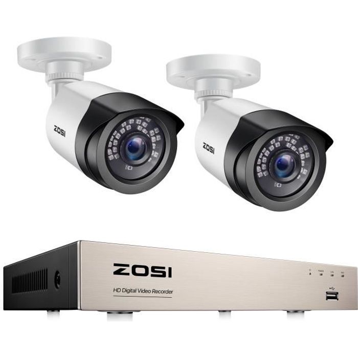ZOSI 1080P H,265+ 4CH 1080P DVR avec 1080p Caméra de Surveillance