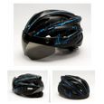 Casque de vélo avec lunettes magnétiques détachables pour adultes réglables Bleu-1