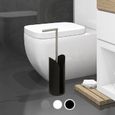 Porte Papier Toilette en Métal avec Réserve et Tige Flexible - Noir - SILUMEN-1