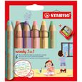 Étui de 6 crayons de couleur pastels STABILO woody 3in1 + 1 taille-crayons-1