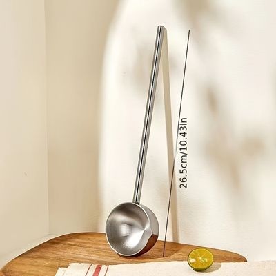 Louche à Soupe Pliante Grand Format - Acier Inoxydable - Manche Isolé - Pour Camping, Pique-nique, Fondue, Buffet