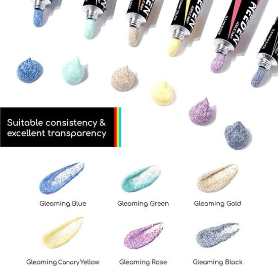 Feutres à Paillettes HOTU - 16 Couleurs Scintillantes - Double Pointe (Fine 3mm) - Imperméable - Pour Pierre, Bois, Tissu