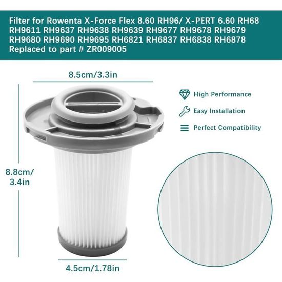 Filtres HEPA De Rechange Pour Aspirateurs Rowenta Et Tefal - 2 Pièces - Compatibles X-Force Flex 8.60 Et X-Pert 6.60 - 4
