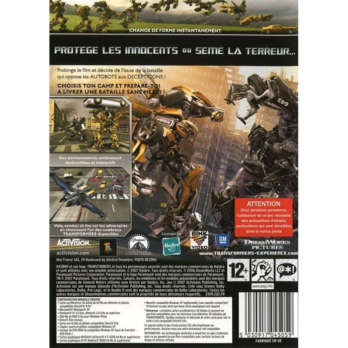 TRANSFORMERS LE JEU / JEU CONSOLE PC DVD-ROM - Cdiscount Jeux vidéo