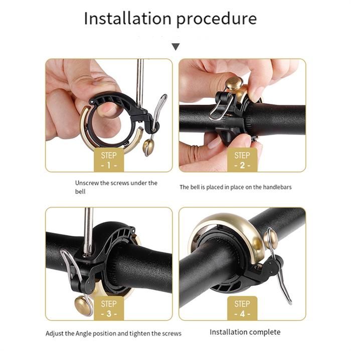 Mini Sonnette Vélo Aluminium – Fixation Rapide Sans Outil, Pour Guidon 35 Mm, VTT, Route, Scooter, Noir