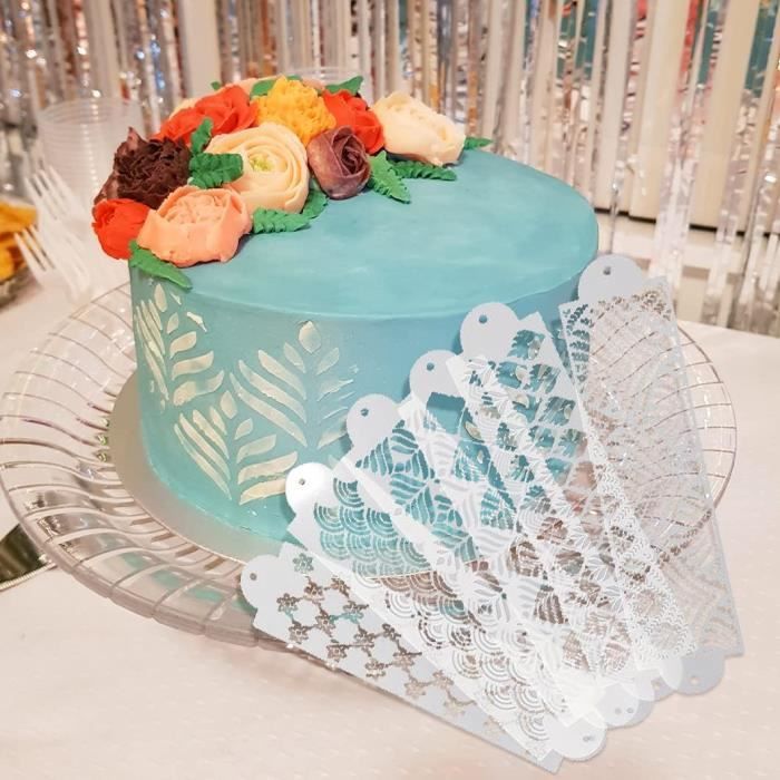 Lot de 4 pochoirs 3D effet dentelle pour gâteau fondant, fondant en plastique PVC pour décoration de gâteau, chocolat, dessert, mousse Lot de 4 pochoirs 3D effet dentelle pour gâteau fondant, fondant en plastique PVC pour décoration de gâteau, chocolat, dessert, mousse