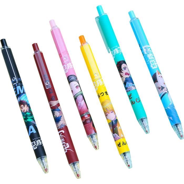 Lot de 6 stylos à bille Tanjiro-Nezuko-Zen'itsu Anime-Encre noire
