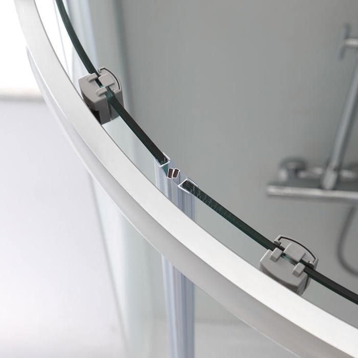 Cabine Douche Demi-circulaire 90x90CM Rayons 55 H185 En Plastique Pvc Modele Sharp Ouverture Laterale 83620570