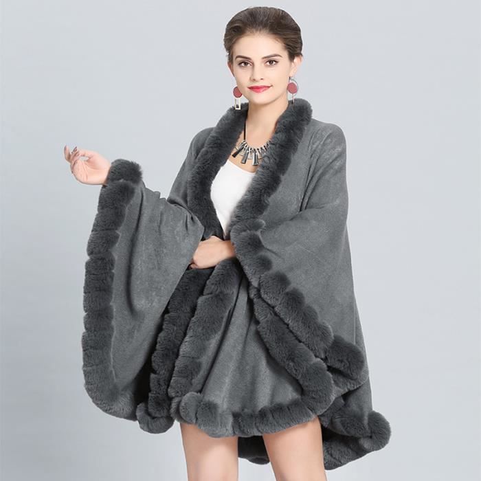 Poncho fausse fourrure outlet