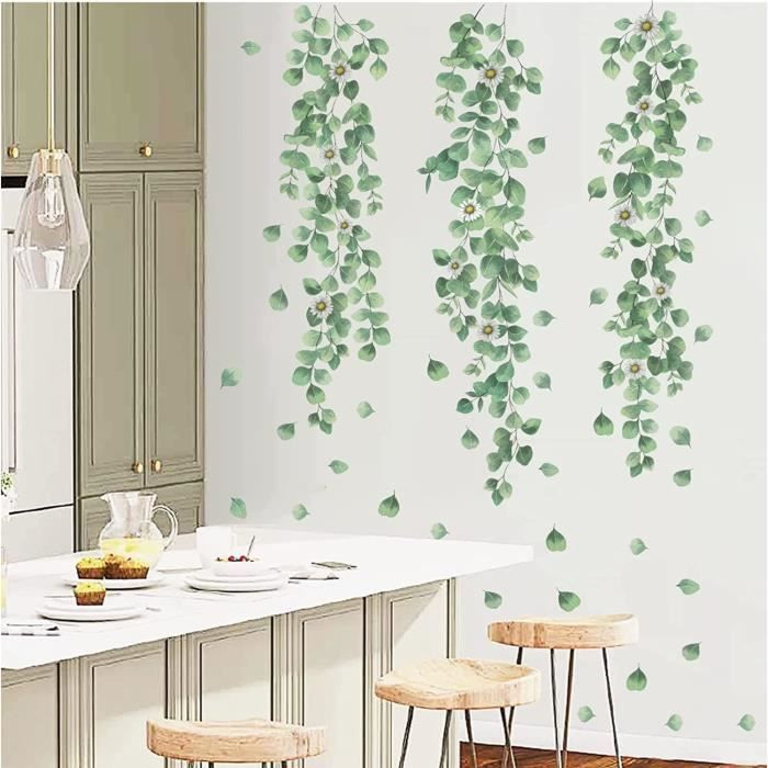 Lot De 2 Autocollants Muraux Lierre Vert - Décoration Plante Grimpante Pour Salon, Chambre - 30x90cm