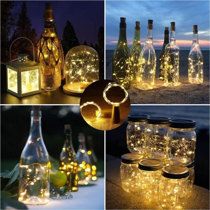 Lot De 10 Guirlandes Lumineuses LED Bouteille 2m 20 LEDs Blanc Chaud - Ambiance Féerique